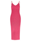 Fuchsia Viscose Midi Dress