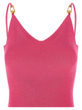 Fuchsia Viscose Sleeveles T-Shirt