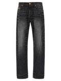 Black Cotton Straight-Leg Jeans