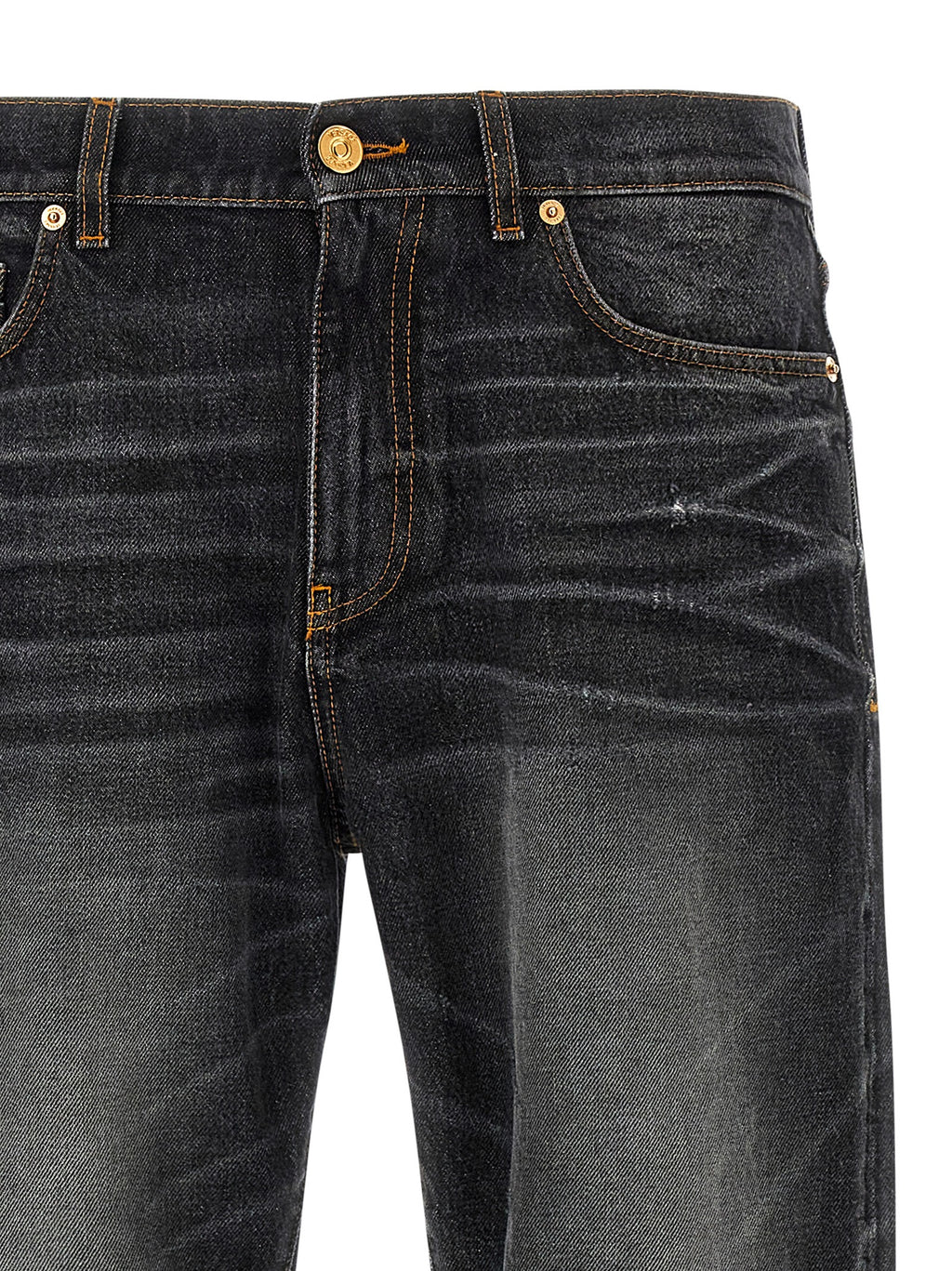 Black Cotton Straight-Leg Jeans