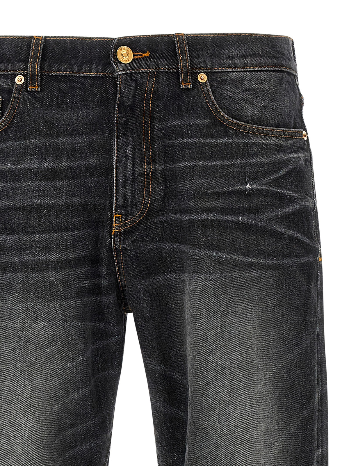 Black Cotton Straight-Leg Jeans