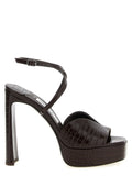 Brown Leather Stiletto Heel Sandals