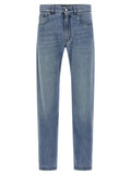 Blue Cotton Straight-Leg Jeans