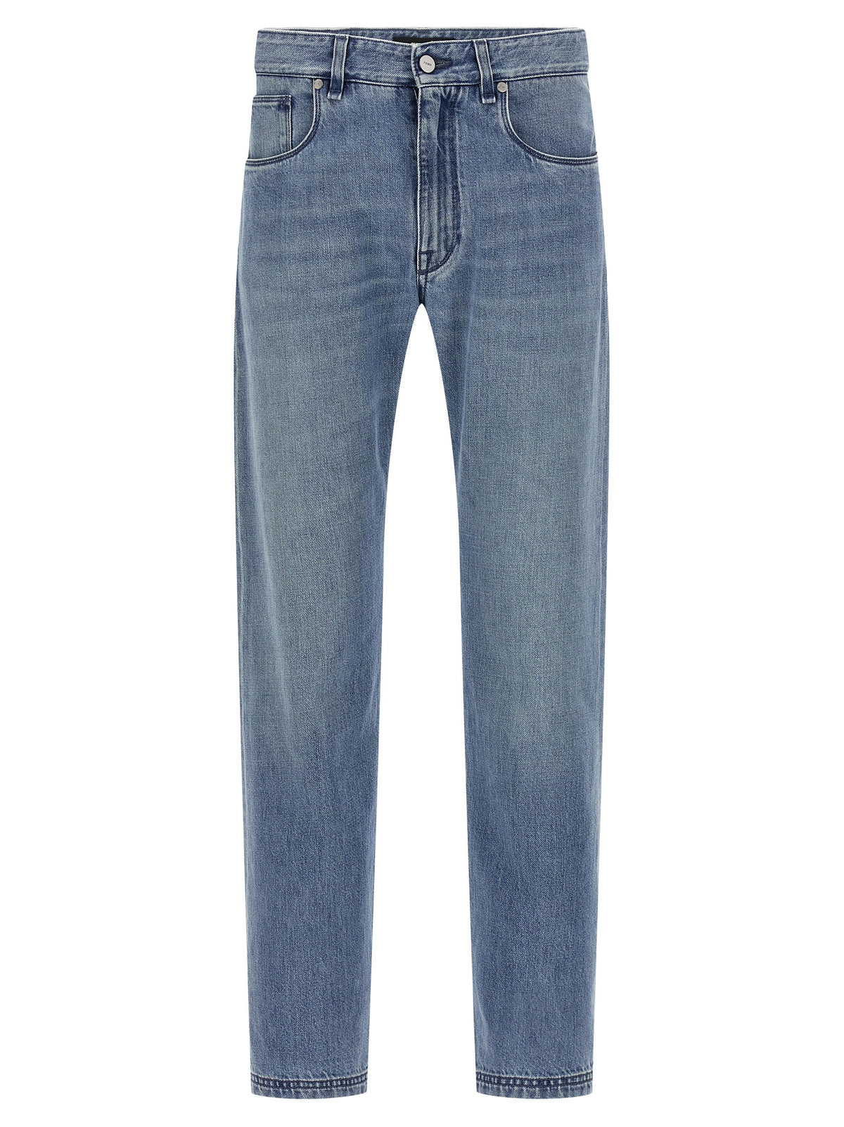 Blue Cotton Straight-Leg Jeans