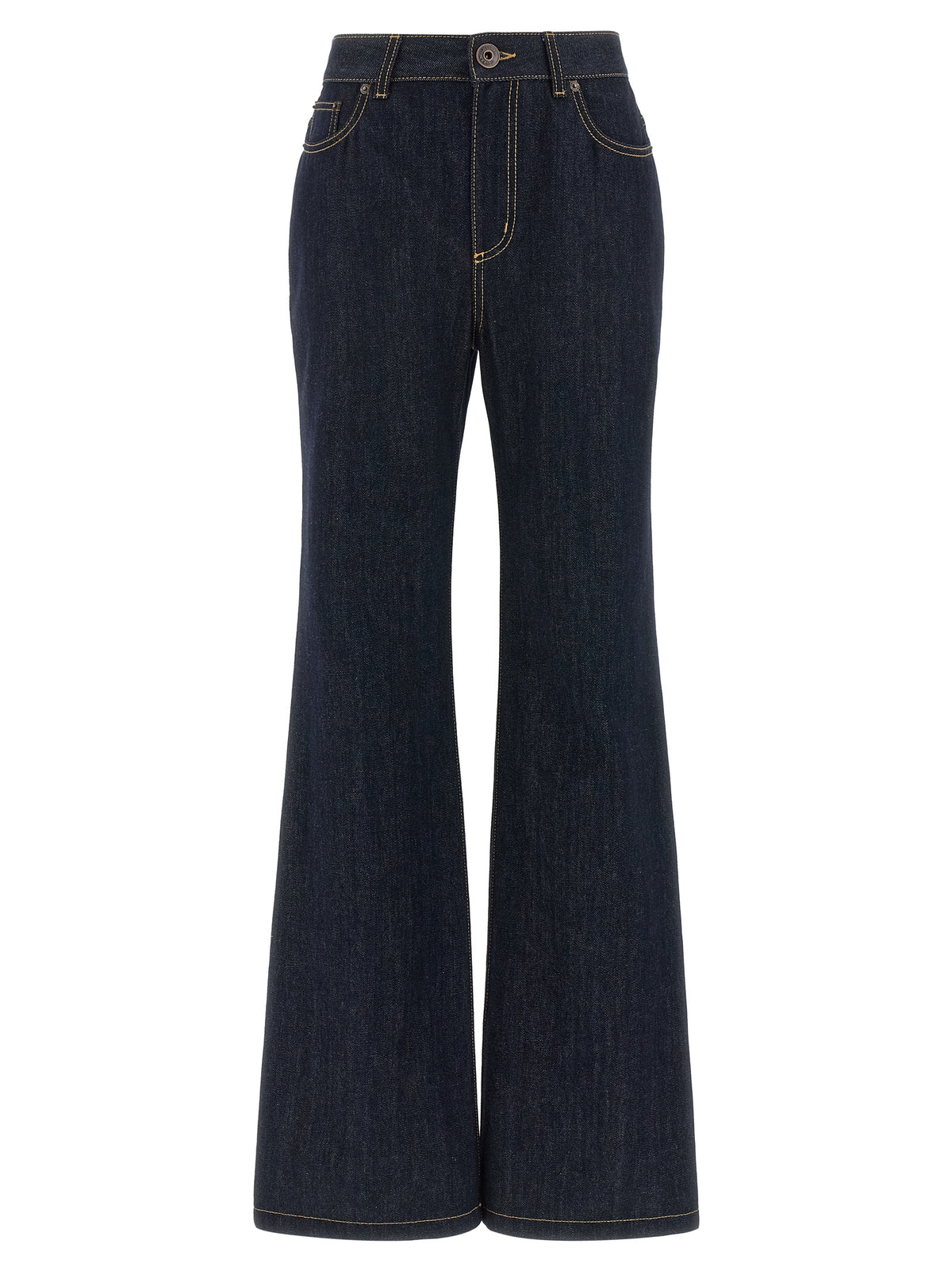 Blue Cotton Flared Jeans