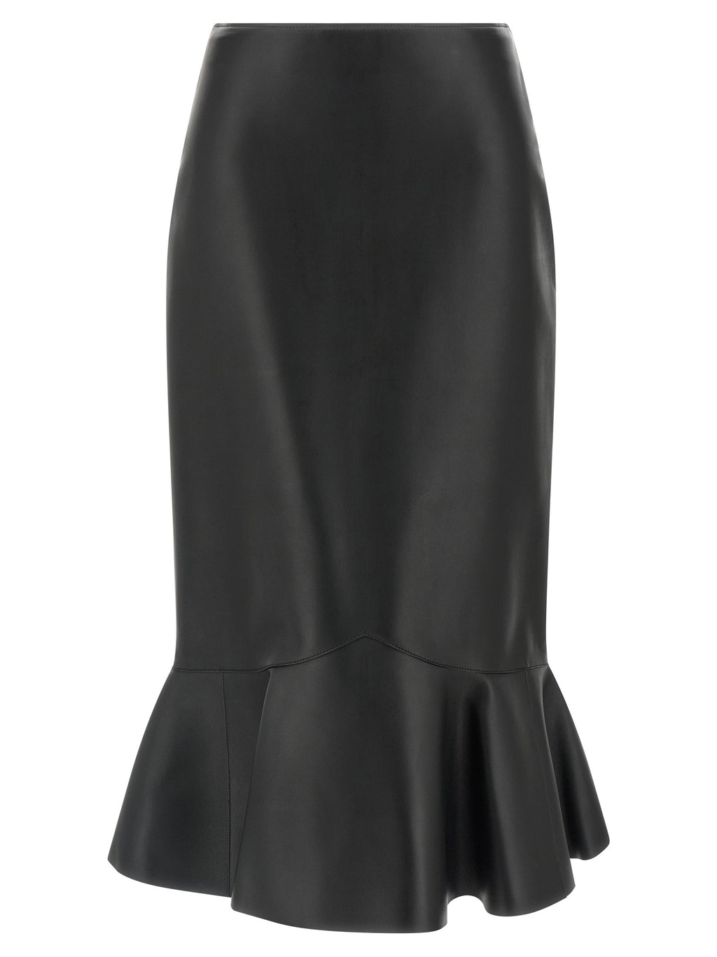 Black Lamb Leather Midi Skirt