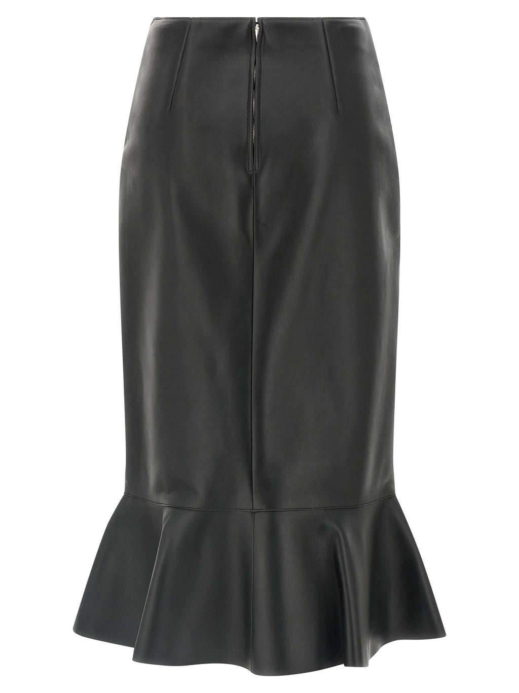 Black Lamb Leather Midi Skirt