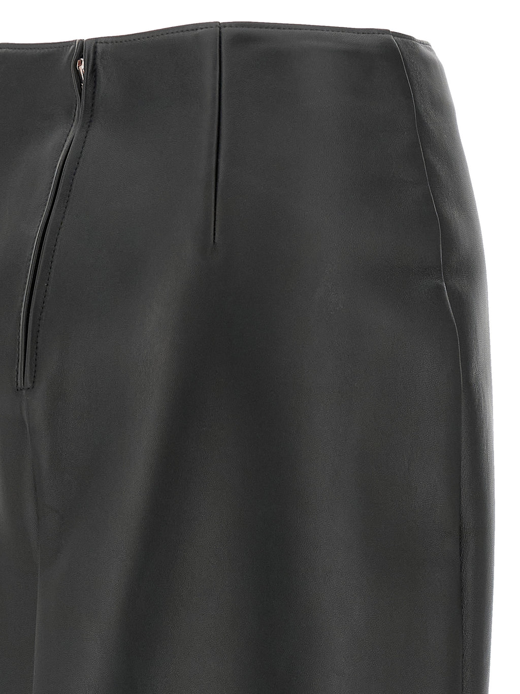 Black Lamb Leather Midi Skirt