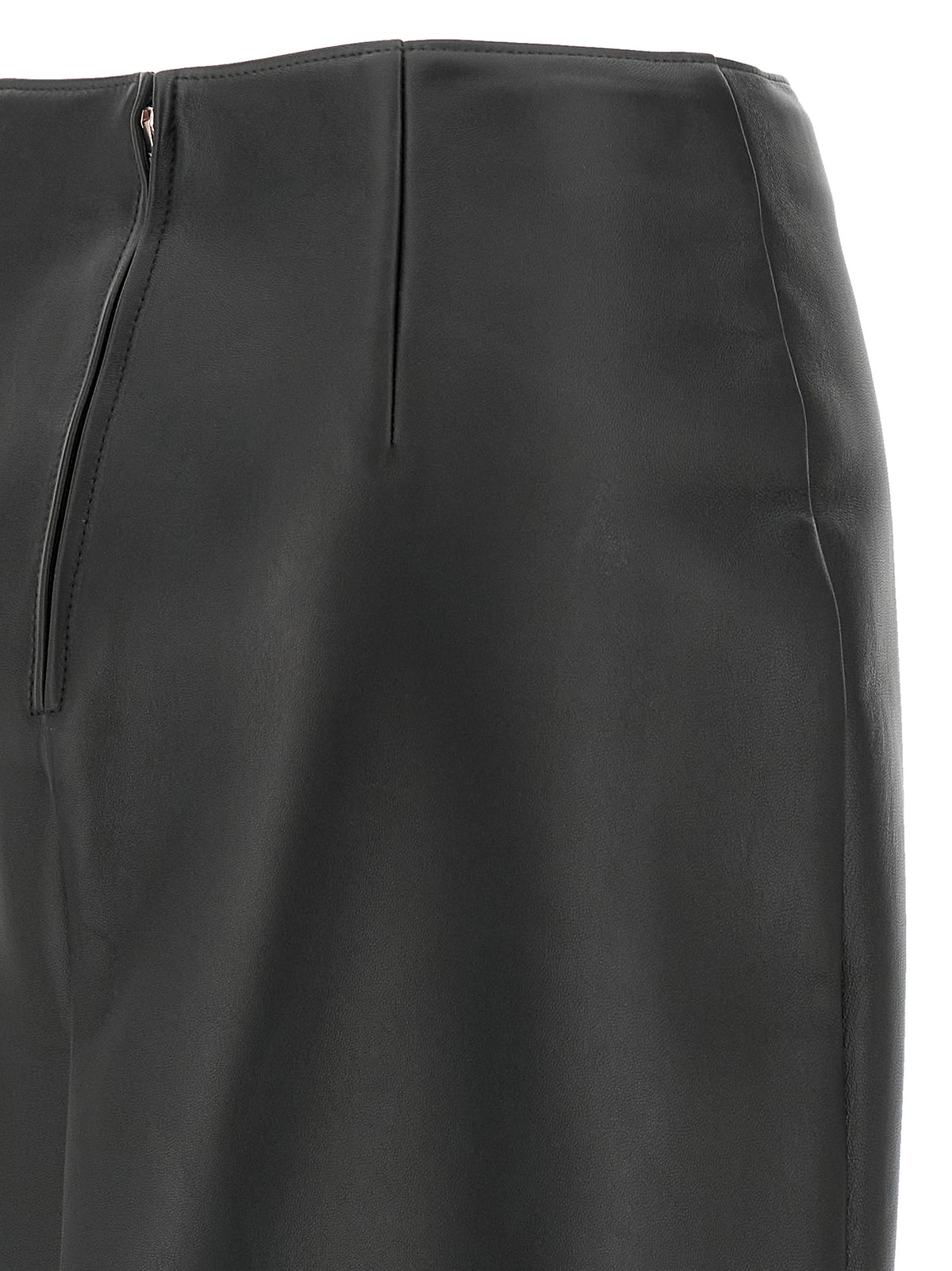 Black Lamb Leather Midi Skirt