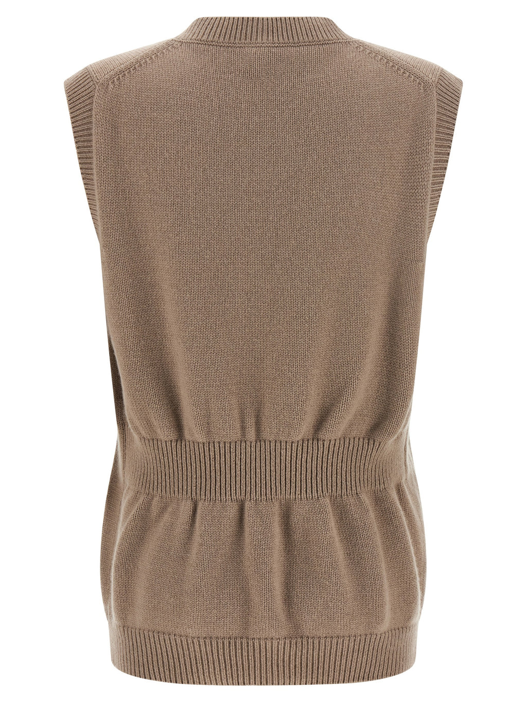 Beige Cashmere Sleeveless Jacket