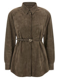 Gray Lamb Leather Blouse