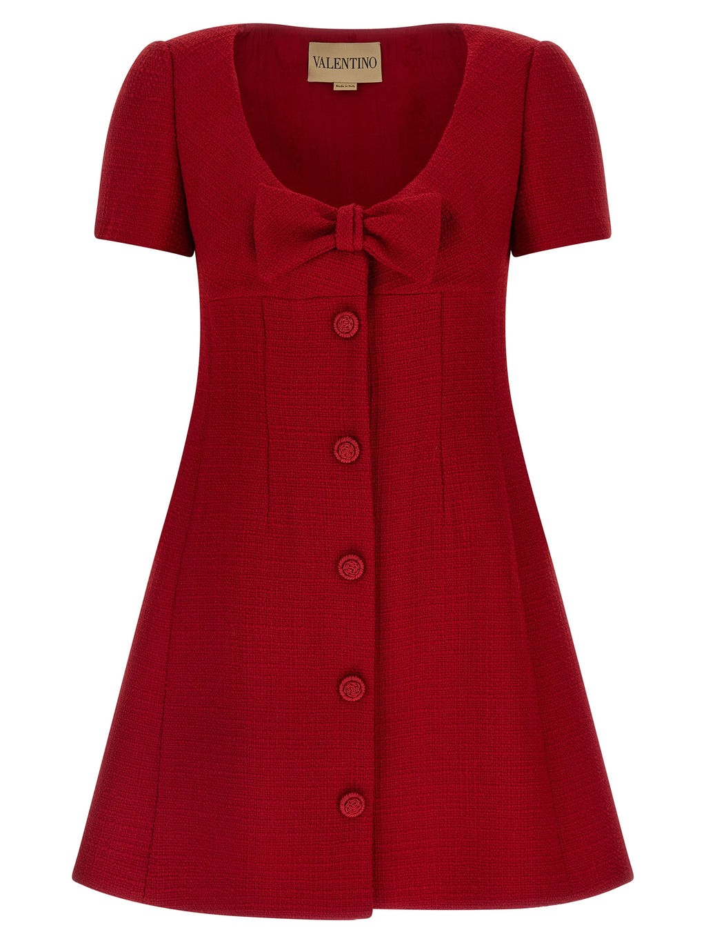 Red Virgin Wool Short Dress