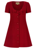 Red Virgin Wool Short Dress