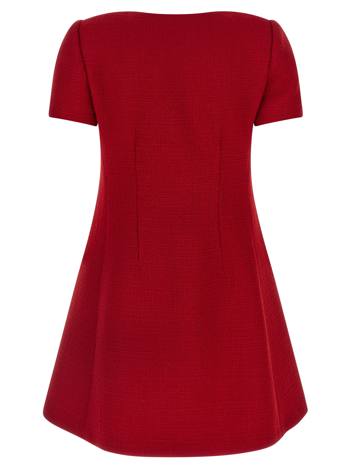 Red Virgin Wool Short Dress