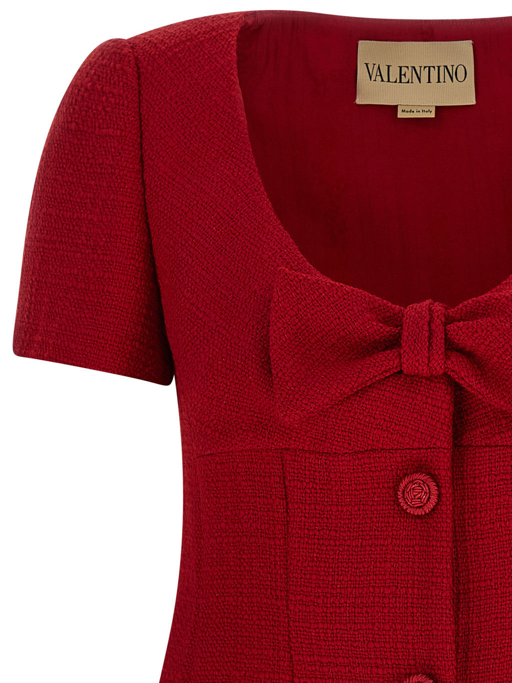 Red Virgin Wool Short Dress