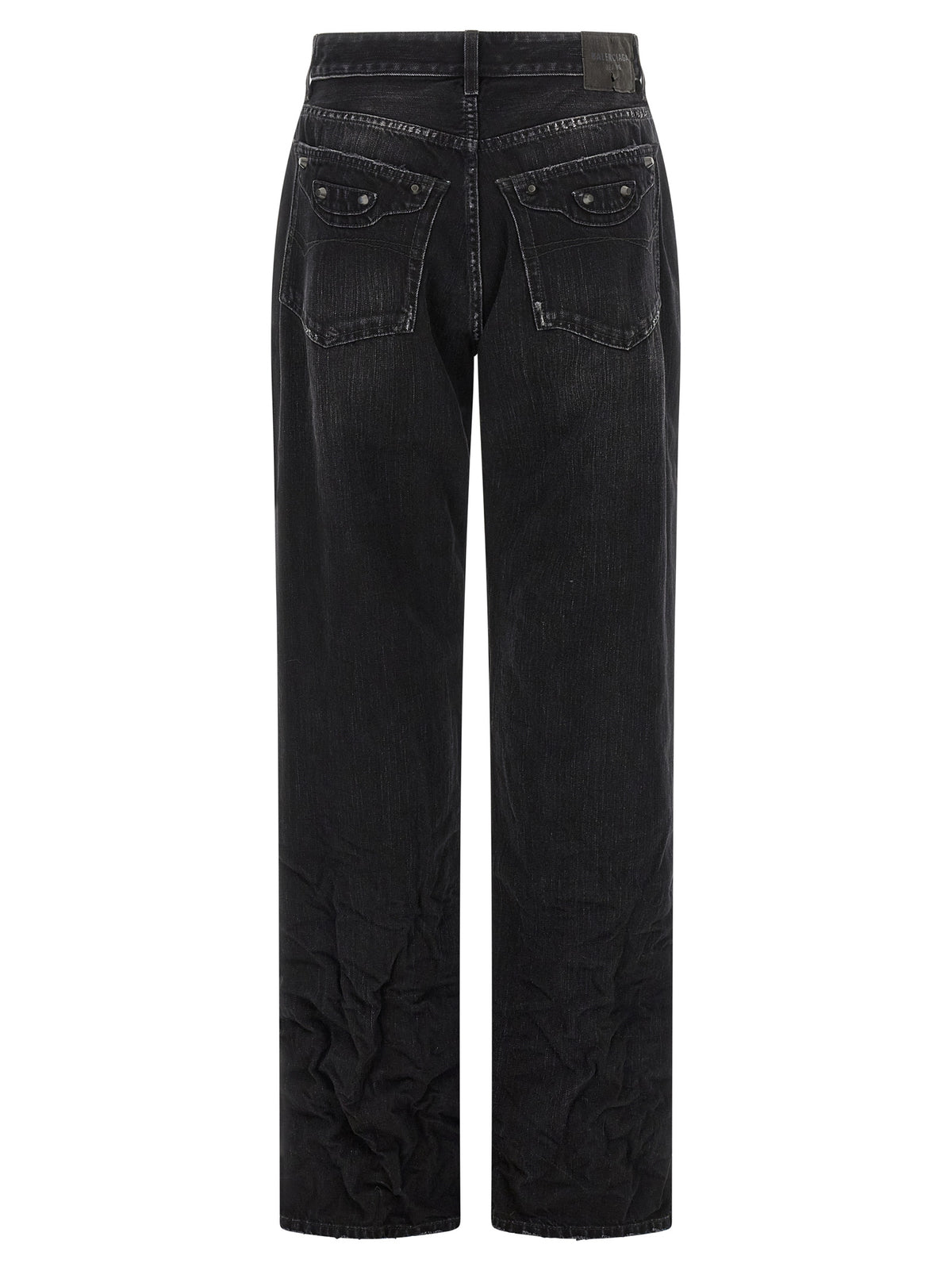 Black Cotton Straight-Leg Jeans