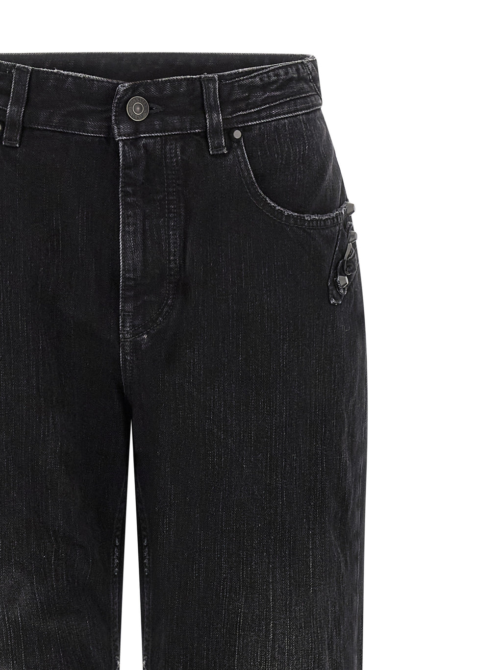 Black Cotton Straight-Leg Jeans