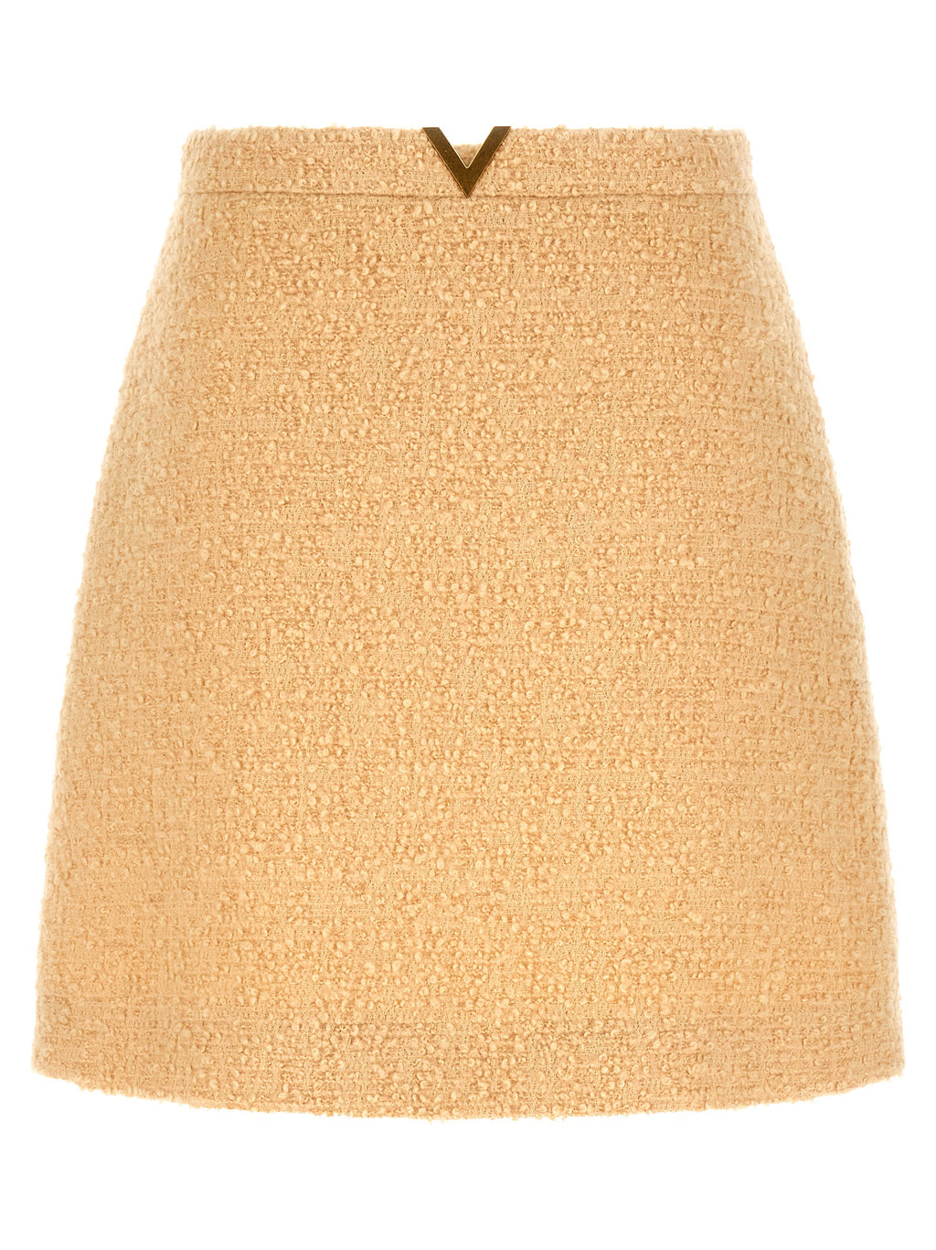 Beige Virgin Wool Long Skirt