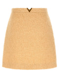 Beige Virgin Wool Long Skirt