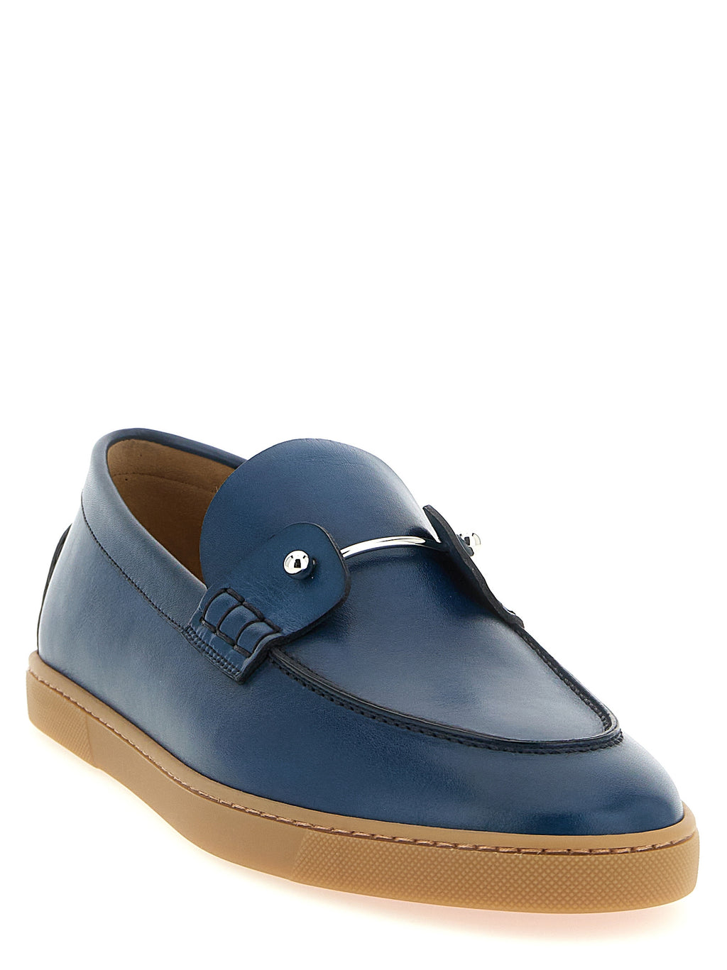 Blue Calfskin Slip-On Loafers