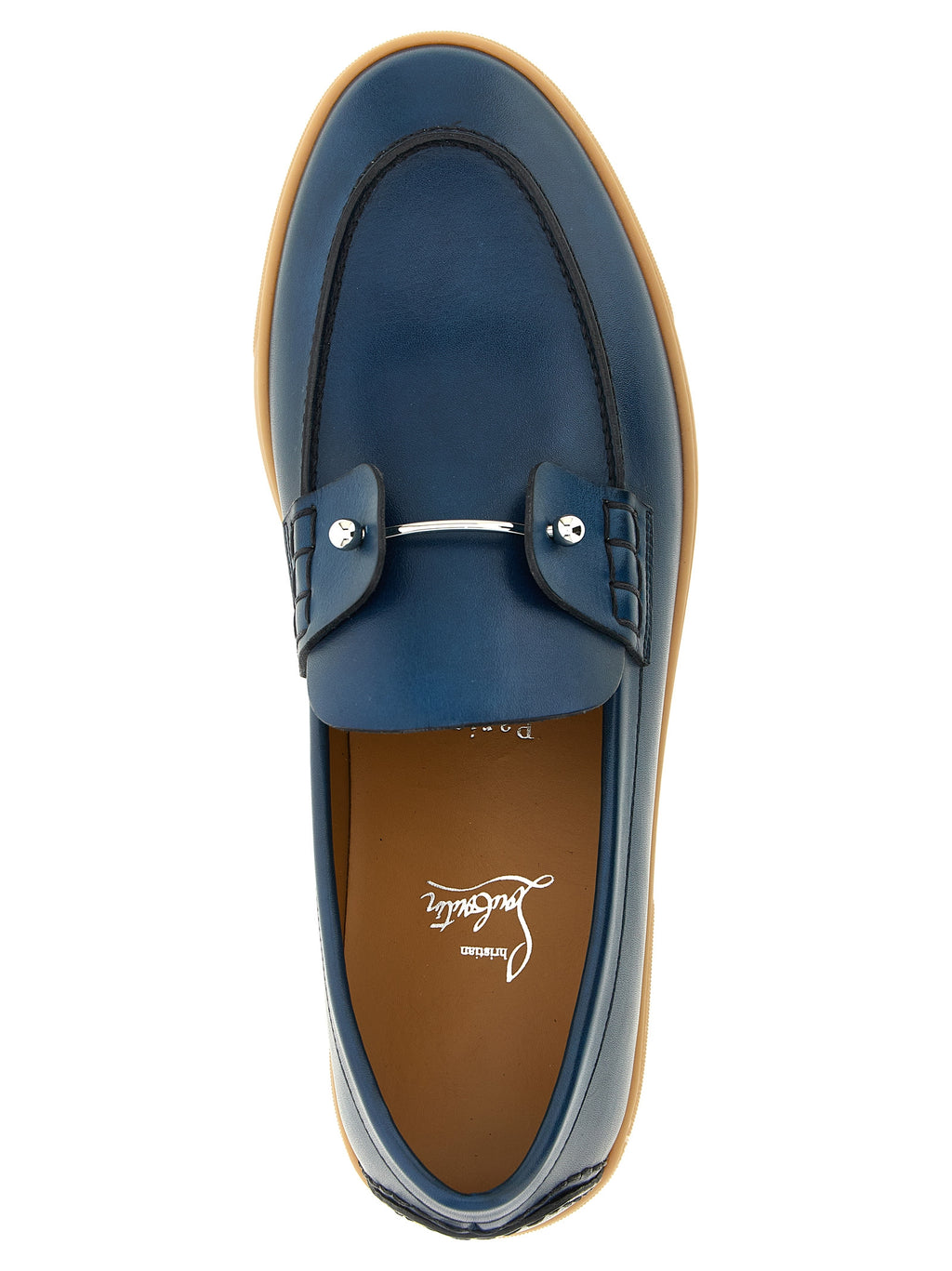 Blue Calfskin Slip-On Loafers
