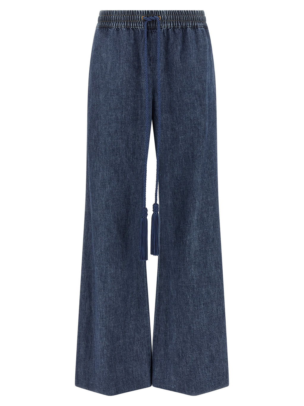 Blue Cotton Flared Jeans