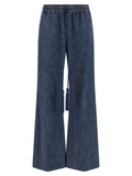 Blue Cotton Flared Jeans