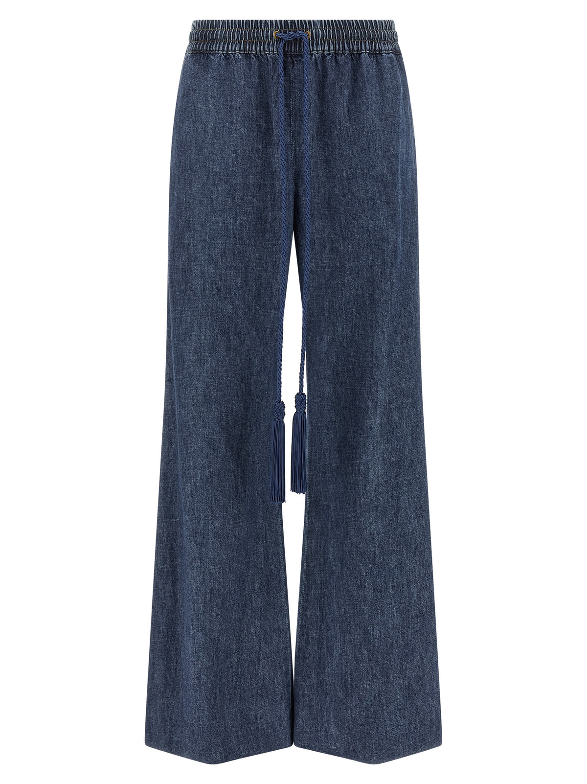 Blue Cotton Flared Jeans