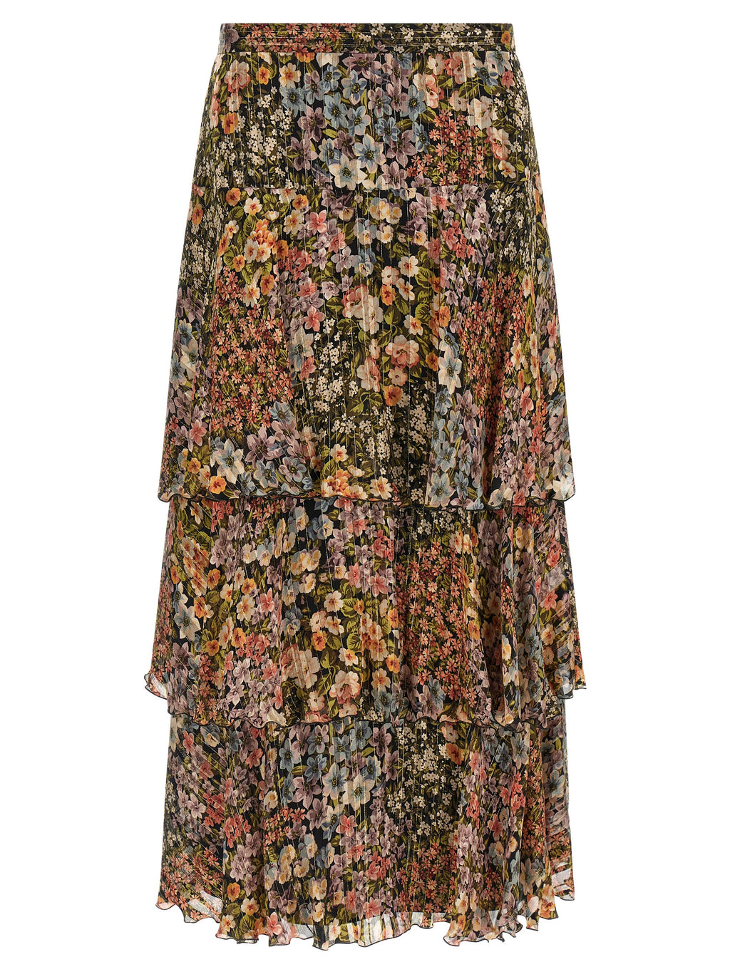 Multicolor Silk Midi Skirt