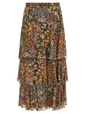 Multicolor Silk Midi Skirt