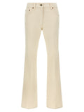 Beige Cotton Flared Jeans