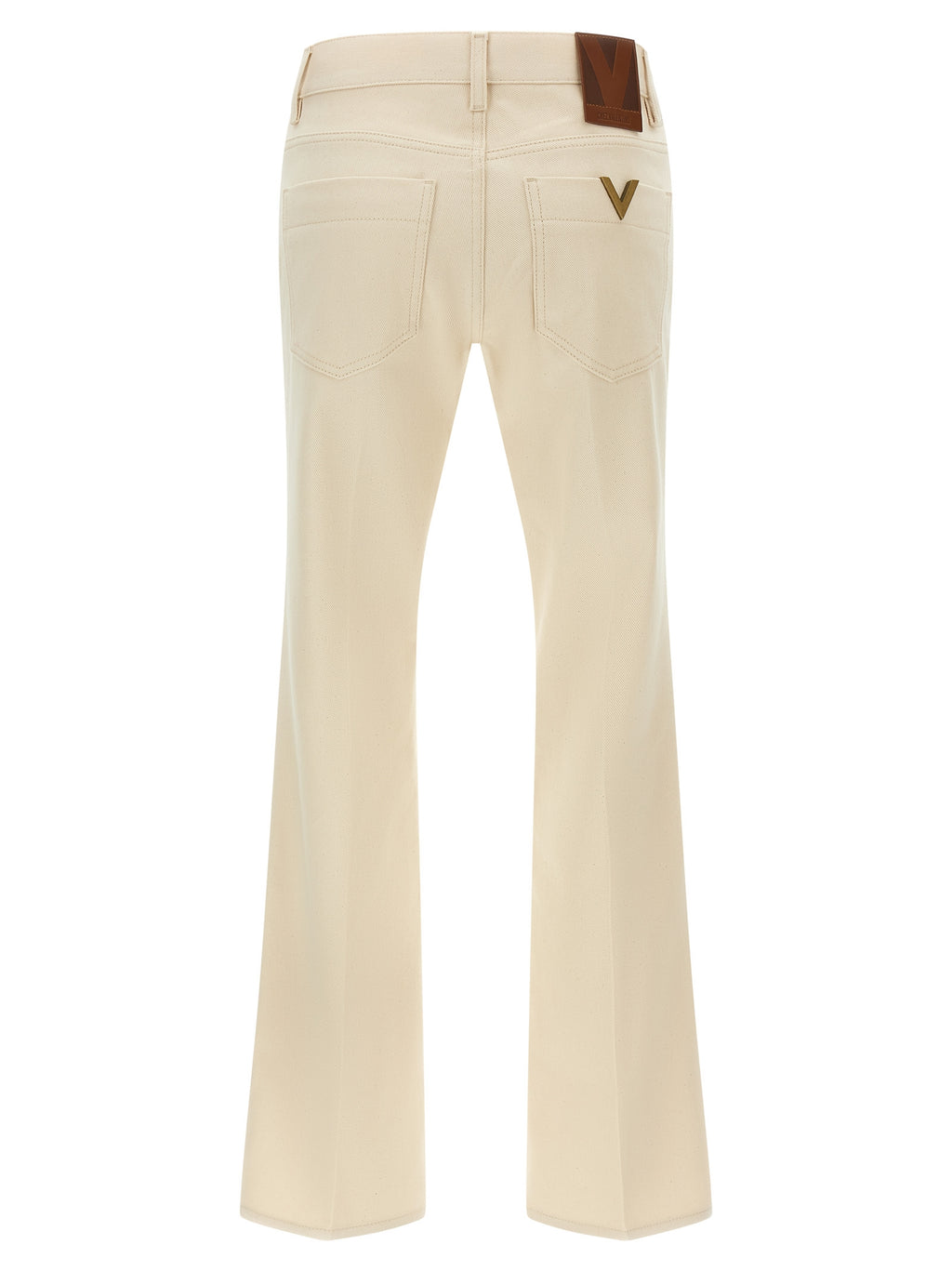 Beige Cotton Flared Jeans