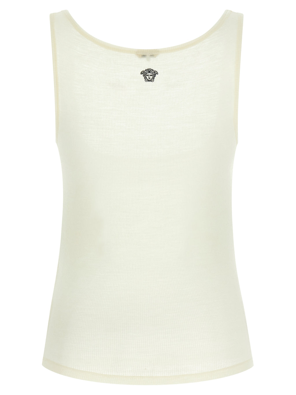 White Virgin Wool Sleeveles T-Shirt