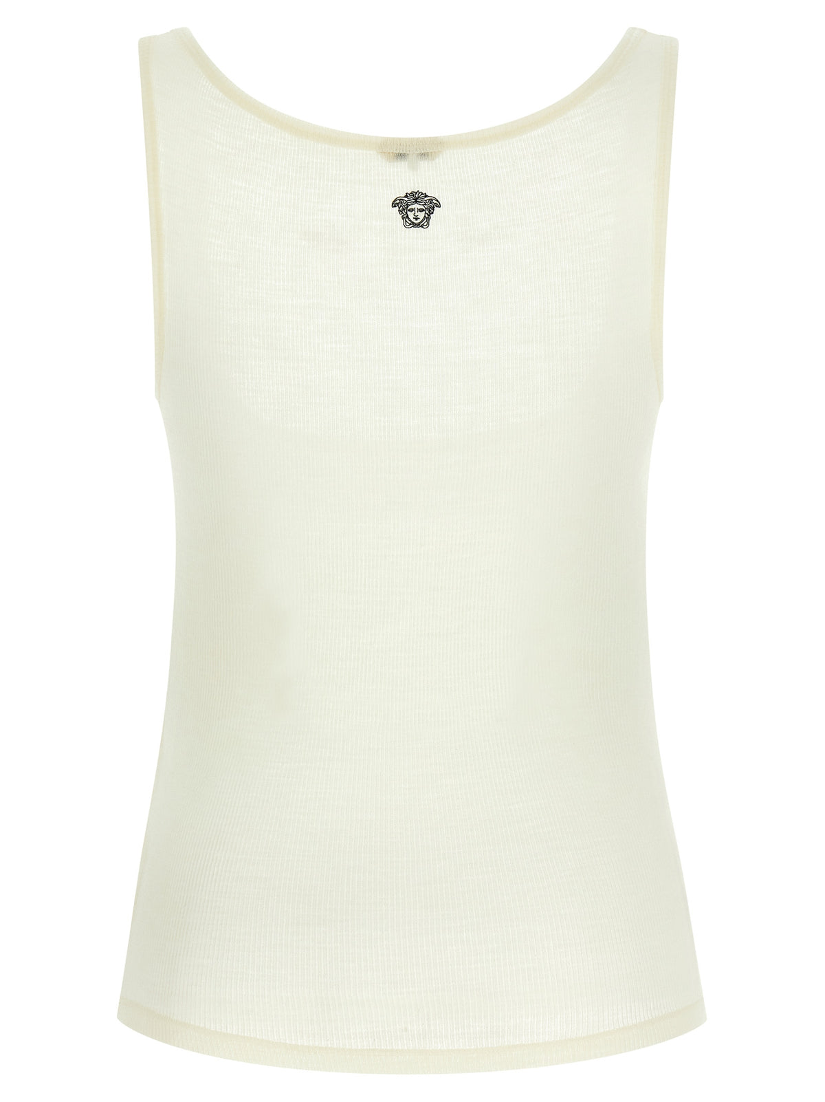 White Virgin Wool Sleeveles T-Shirt
