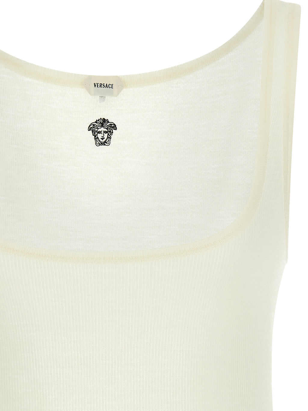 White Virgin Wool Sleeveles T-Shirt