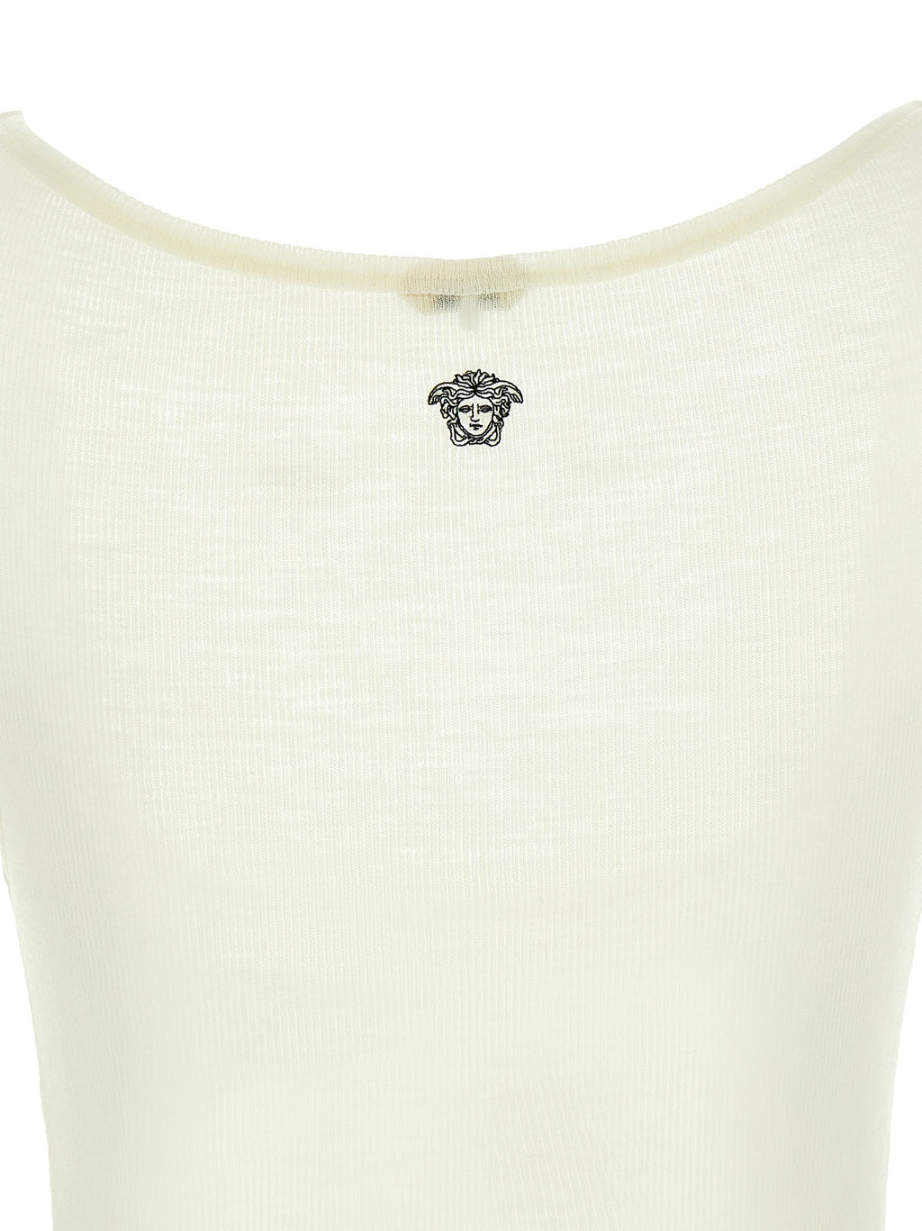White Virgin Wool Sleeveles T-Shirt
