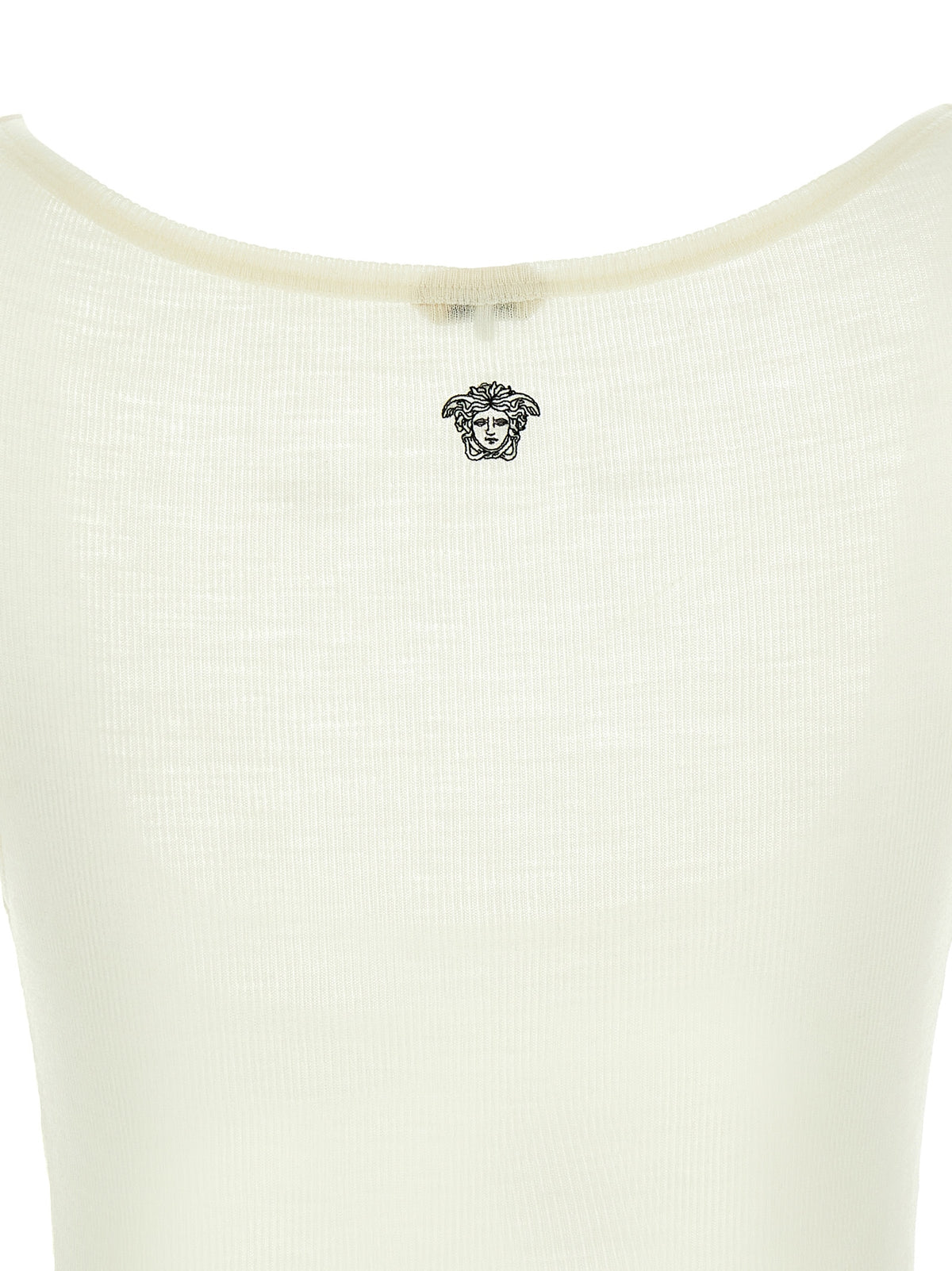 White Virgin Wool Sleeveles T-Shirt
