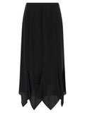 Black Silk Midi Skirt
