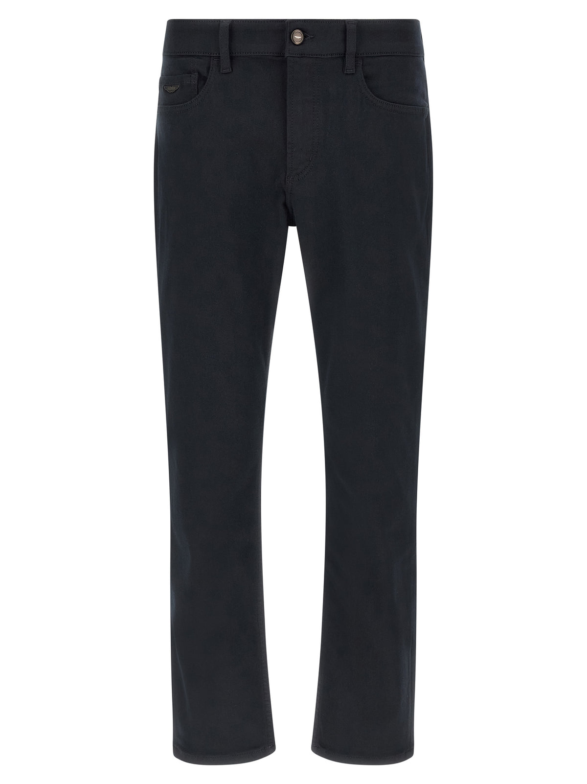 Blue Polyester Straight-Leg Jeans