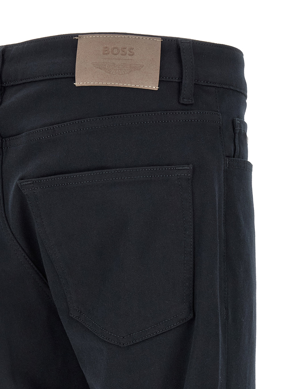 Blue Polyester Straight-Leg Jeans