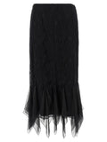 Black Cotton Midi Skirt