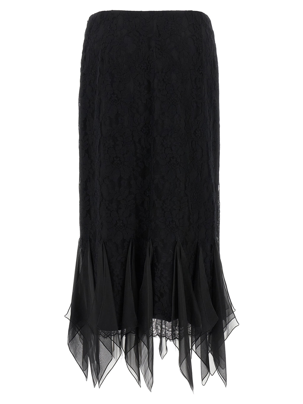 Black Cotton Midi Skirt