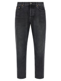 Black Cotton Straight-Leg Jeans