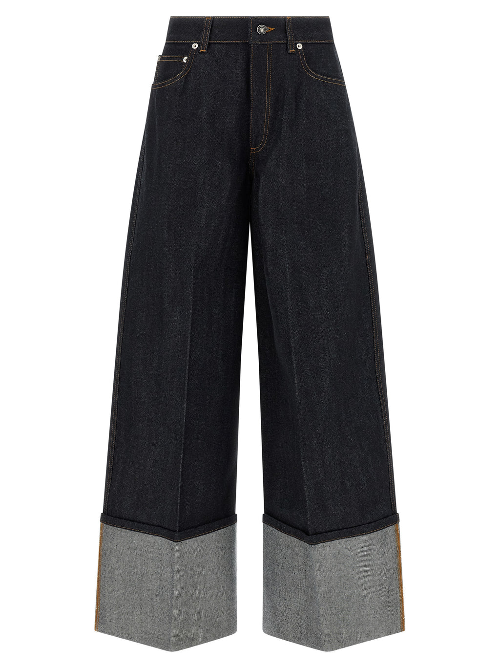 Blue Cotton Flared Jeans