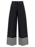 Blue Cotton Flared Jeans