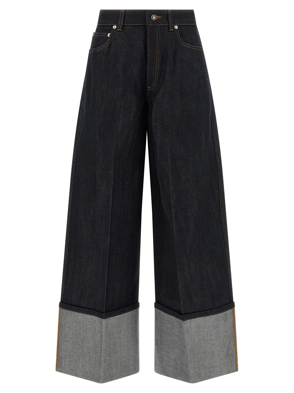 Blue Cotton Flared Jeans