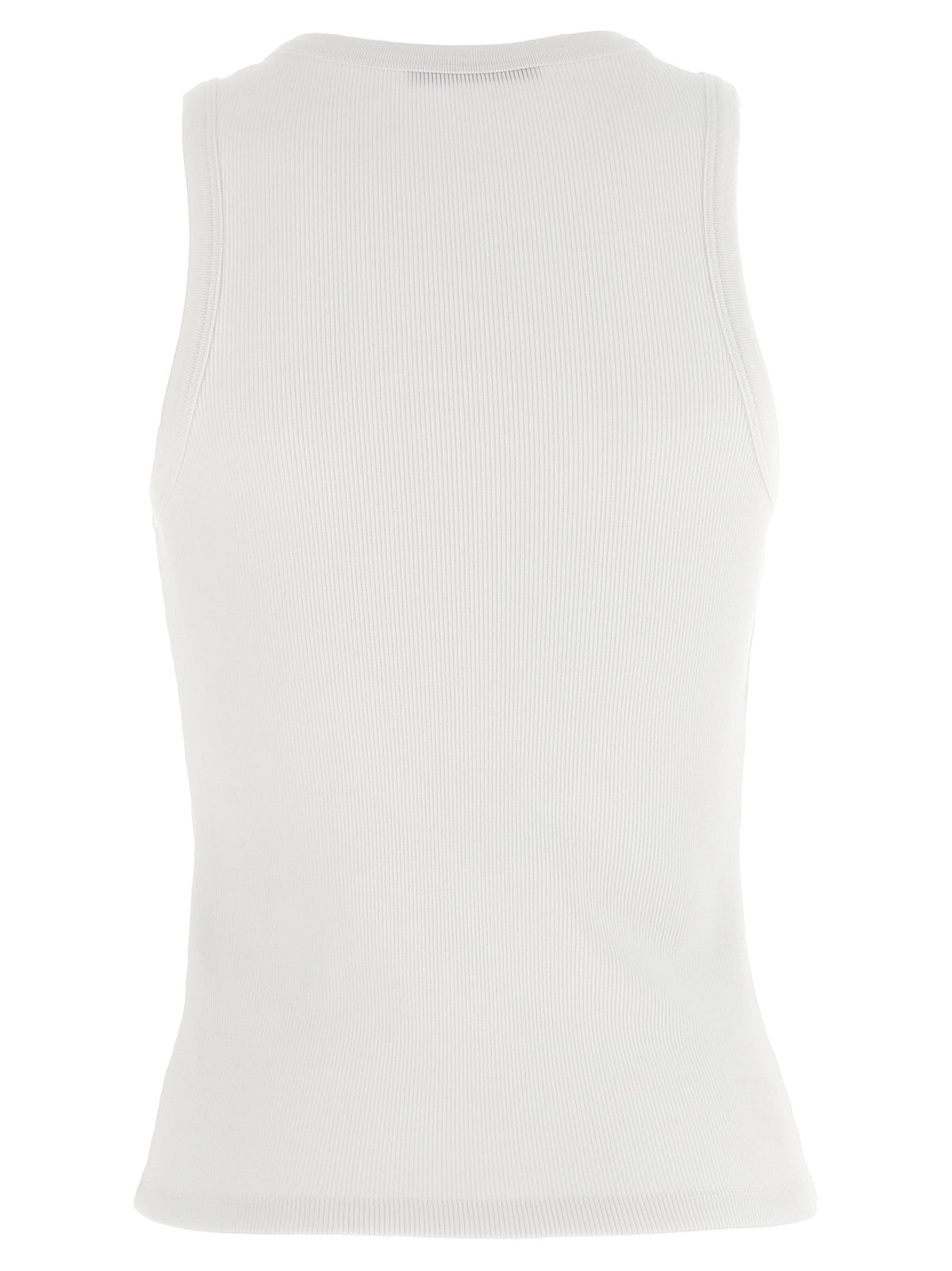 White Cotton Sleeveles T-Shirt