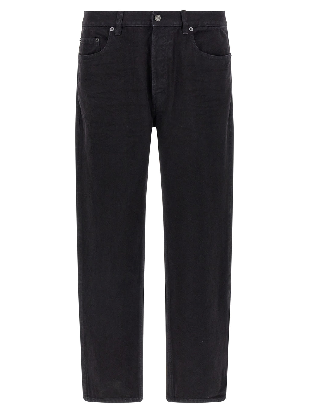 Black Cotton Straight-Leg Jeans