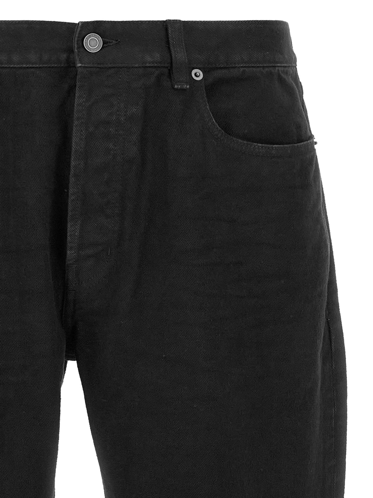 Black Cotton Straight-Leg Jeans