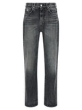 Gray Cotton Straight-Leg Jeans